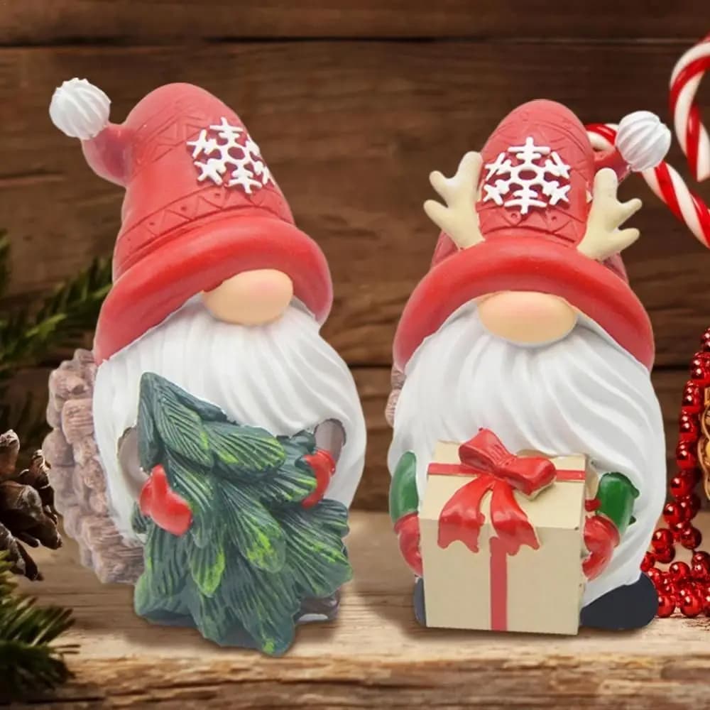 Sculpture d'elfe de noël en résine, artisanat, dessin animé mignon, Gnomes elfe, ornements de père n