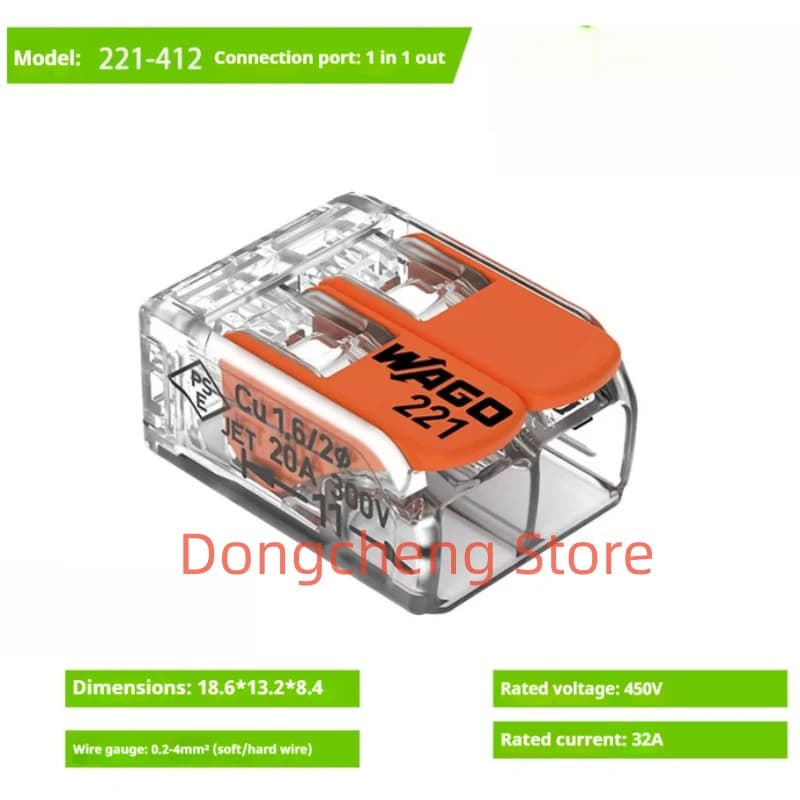 Wago terminal de câblage 221-412 221-412 221-413 221-415 221-612 221-613 221-615 221-2411 connecteur