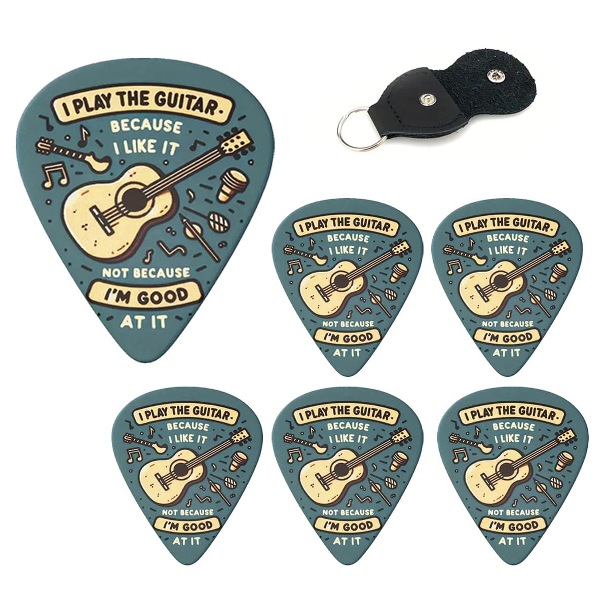 Miwayer 6 plectres de guitare motivants – Design amusant de dessins animés avec texte encourageant,