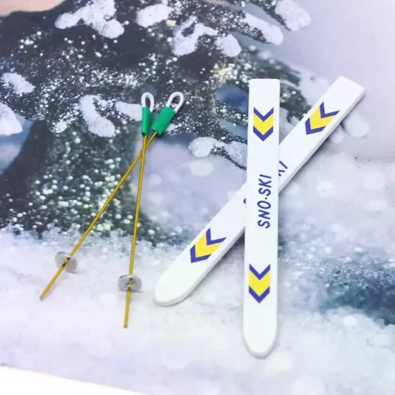 Planche de Ski Miniature en bois pour maison de poupée, 1 ensemble, décoration de scène de noël, acc