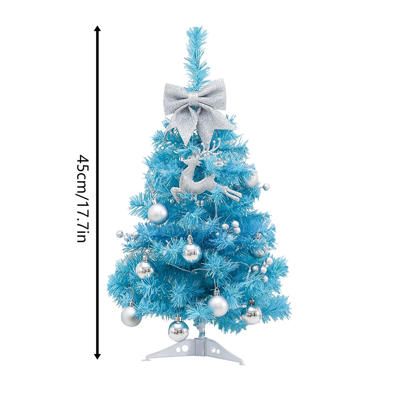 45 cm bleu lumineux arbre de noël décoration de noël lumineux ornements de noël bureau Mini arbre de