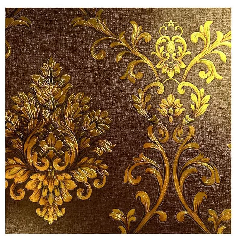 Papier peint de luxe bleu et rouge damassé 3D en relief, papier peint floral doré en vinyle PVC de l