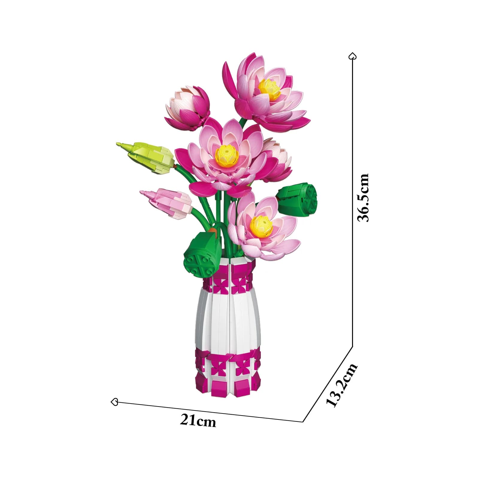 Blocs de construction en forme de fleur de Lotus avec vase, 710 pièces, modèle de Bouquet créatif, b
