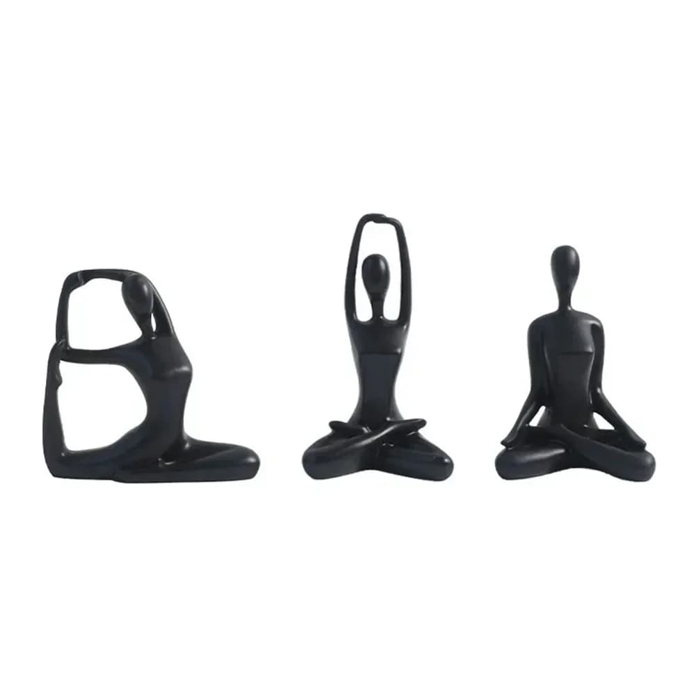 Statues de yoga décoratives, ensemble de 3 sculptures abstraites en résine représentant des femmes,
