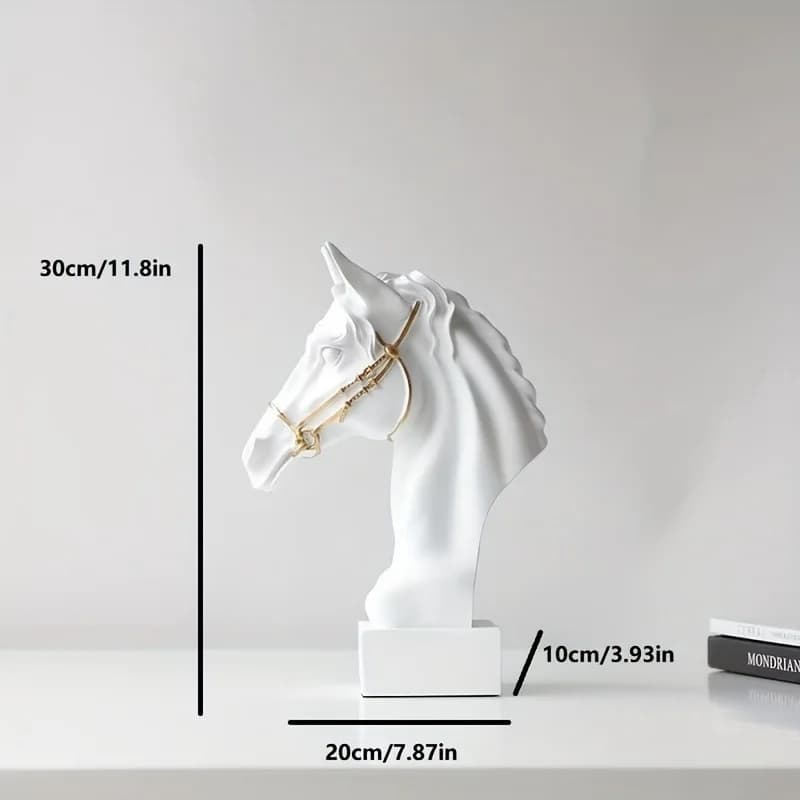 Sculpture de tête de cheval en résine de luxe, figurine d'art premium, ornement moderne pour la déco