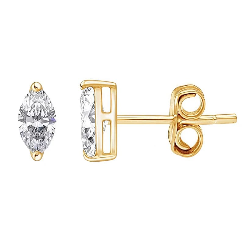 Une paire de boucles d'oreilles pour couple homme et femme en argent 925 avec moissanite marquise 1