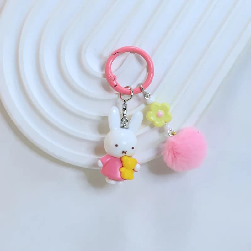 Porte-clés Kawaii Miffy, adorable lapin de dessin animé, support de téléphone portable, petit porte-