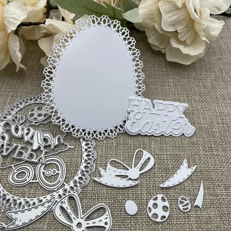 Matrices de découpe en métal pour décorations d'œufs de Pâques, pochoirs pour scrapbooking DIY, gauf