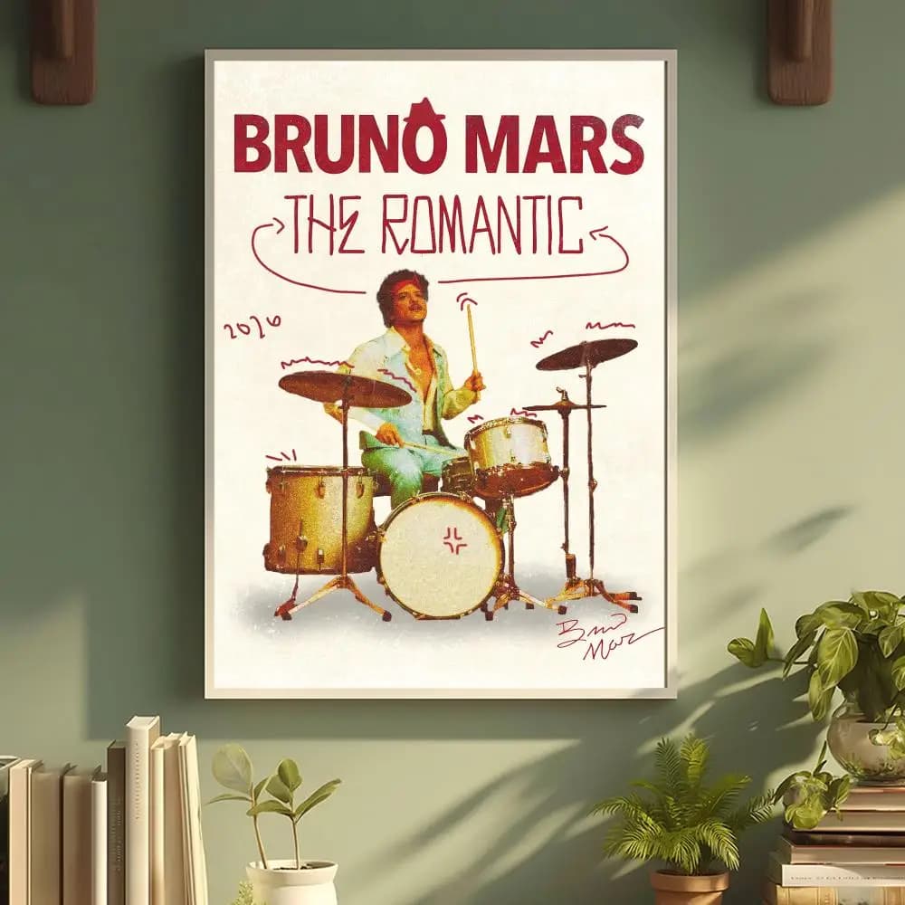 Affiche de l'album The Romantic du chanteur Bruno Mars, décoration autocollante pour chambre à couch