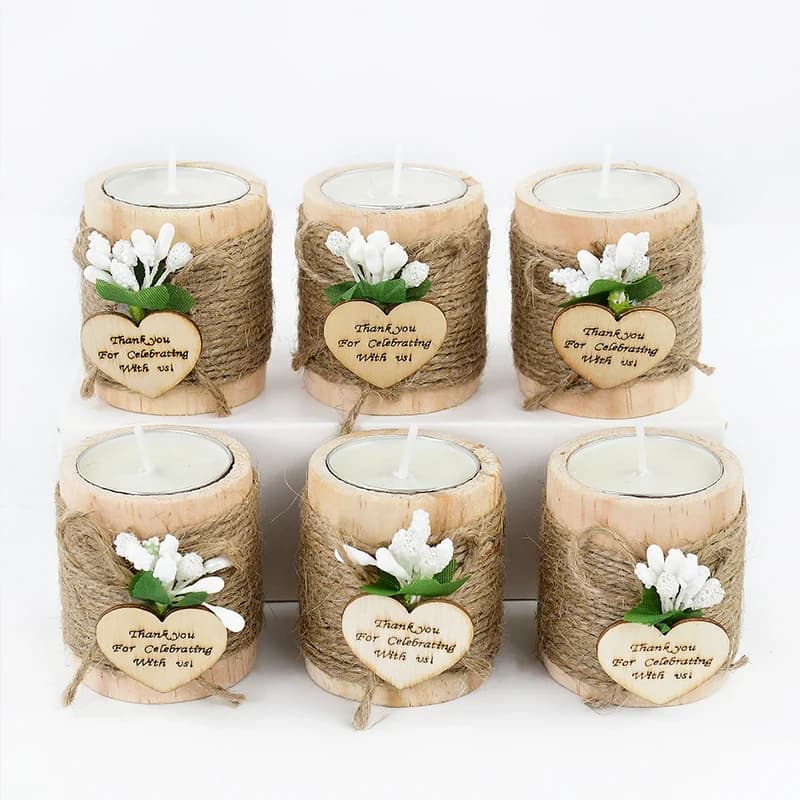Bougeoir photophore en bois pour mariage, 5/10 pièces, merci pour célébrer avec nous, décoration de