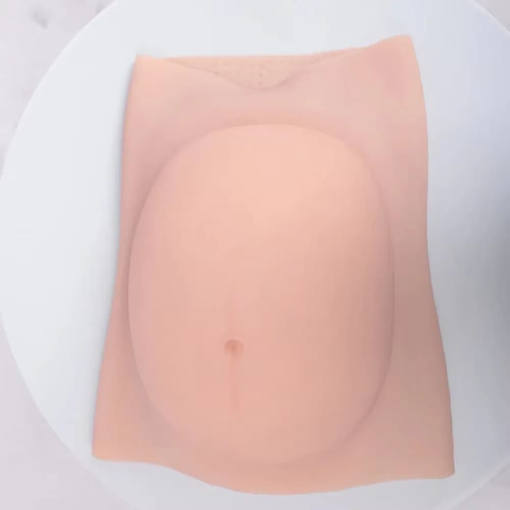 Version améliorée : Faux ventre de femme enceinte en silicone, pour grossesse factice, accouchement,