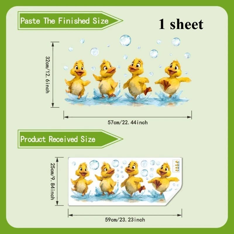 Autocollants muraux de salle de bain en forme de canard jaune mignon | Décoration murale en PVC, a
