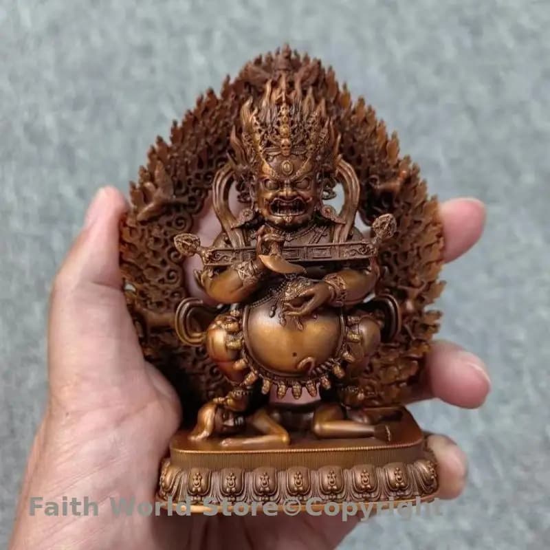 TOP Rare statue de bouddha bouddha bâton rouge Mahagala Bhairav 11 cm haute qualité tibet bouddhiste