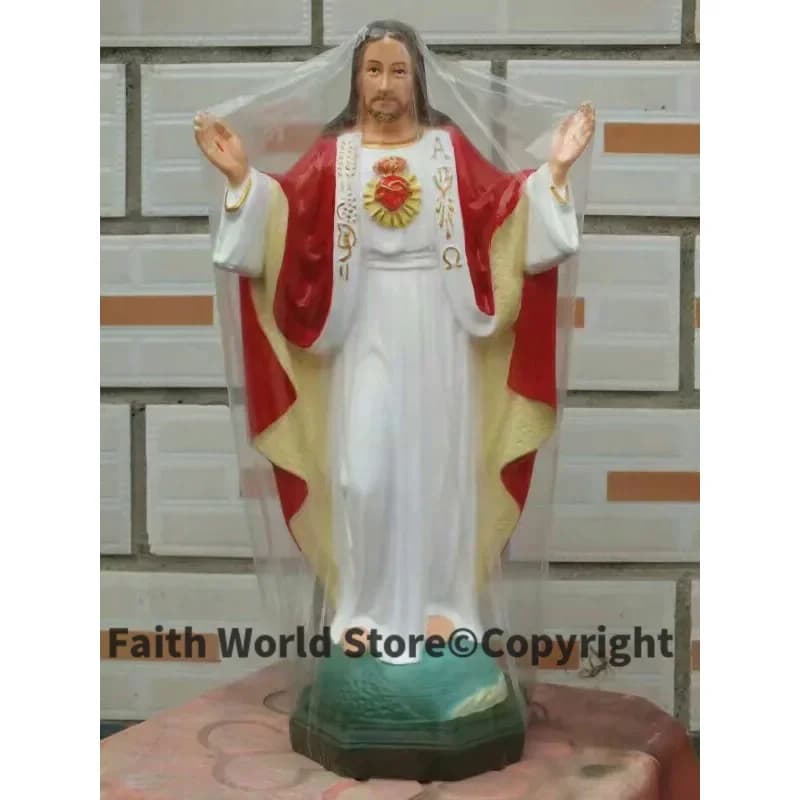 Statue de Jésus-Christ Sacré-Cœur de 35 cm de Large, Décoration Religieuse de Haute Qualité pour la