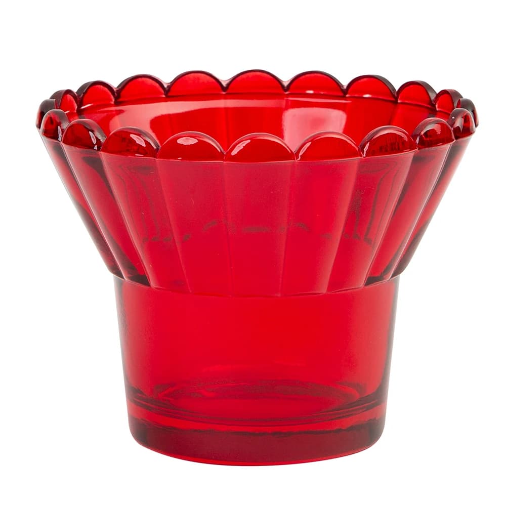 Photophore en verre rouge à bord festonné, style orthodoxe, pour bougie chauffe-plat, idéal pour égl