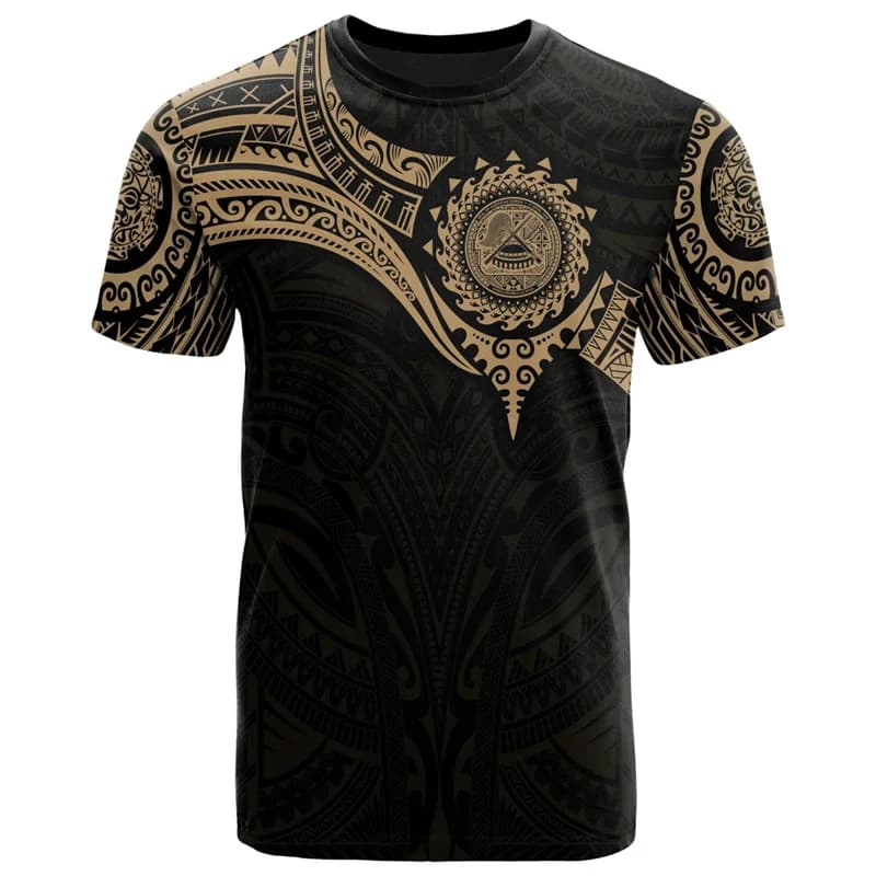 T-shirt tribal polynésien de la Samoa américaine pour hommes et femmes, t-shirt graphique avec tatou