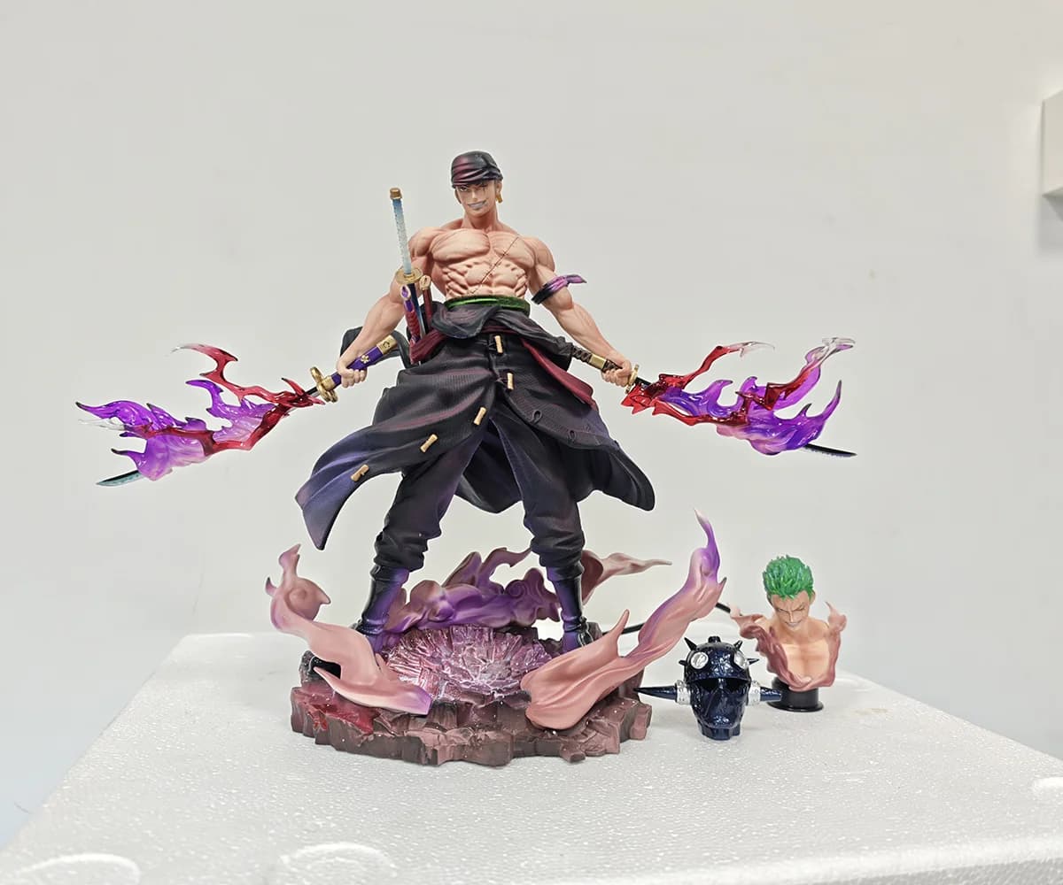 Figurines d'anime One Piece Zoro, 28cm, Roronoa Zoro, roi de l'enfer, Statue en Pvc, modèle de colle