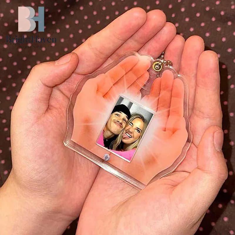 Cadre photo en acrylique pour la Saint-Valentin, 1 pièce, avec pochette pour photocard et porte-clés
