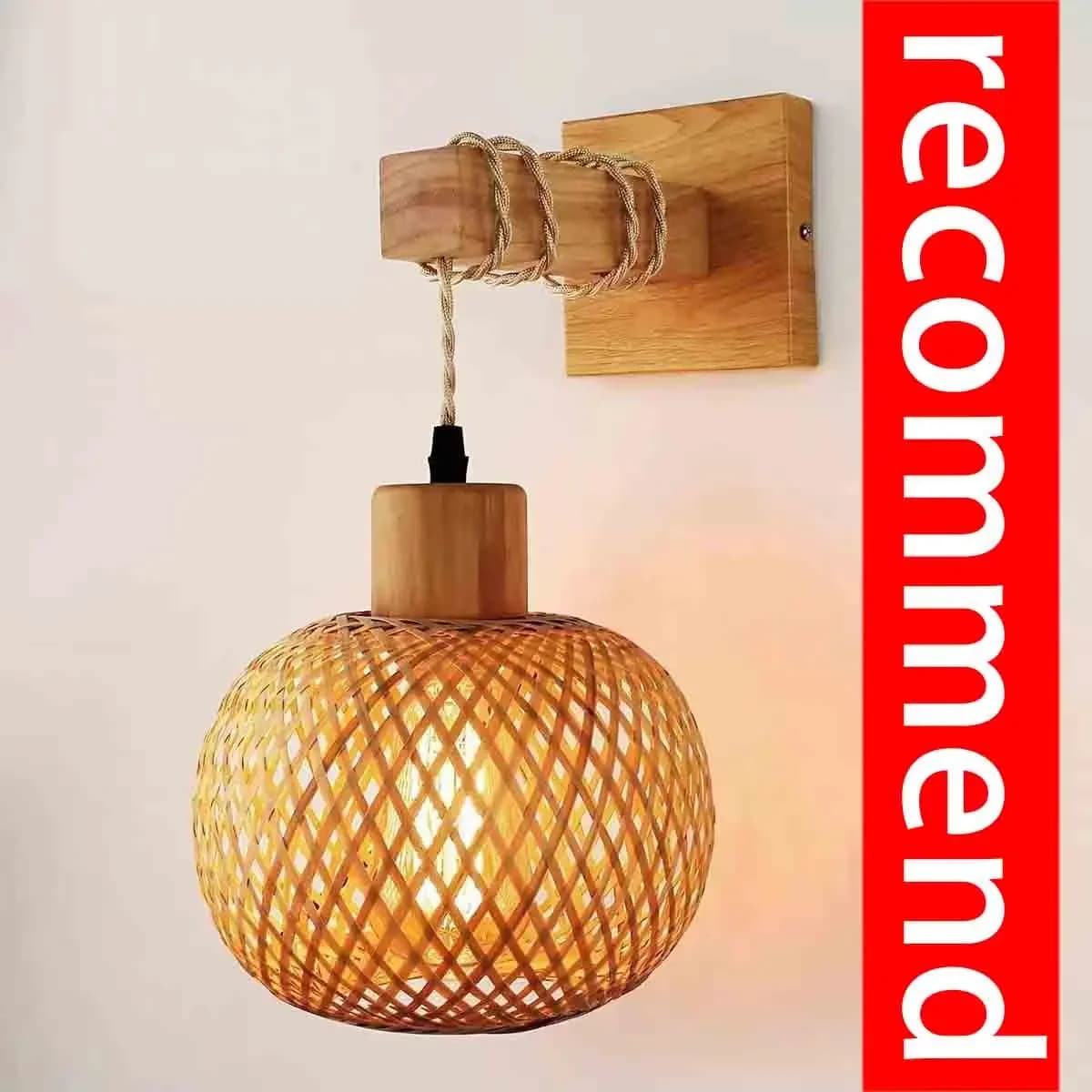 Lanterne en bambou applique en rotin naturel osier E27 lustres tissé à la main en bambou décor de ch