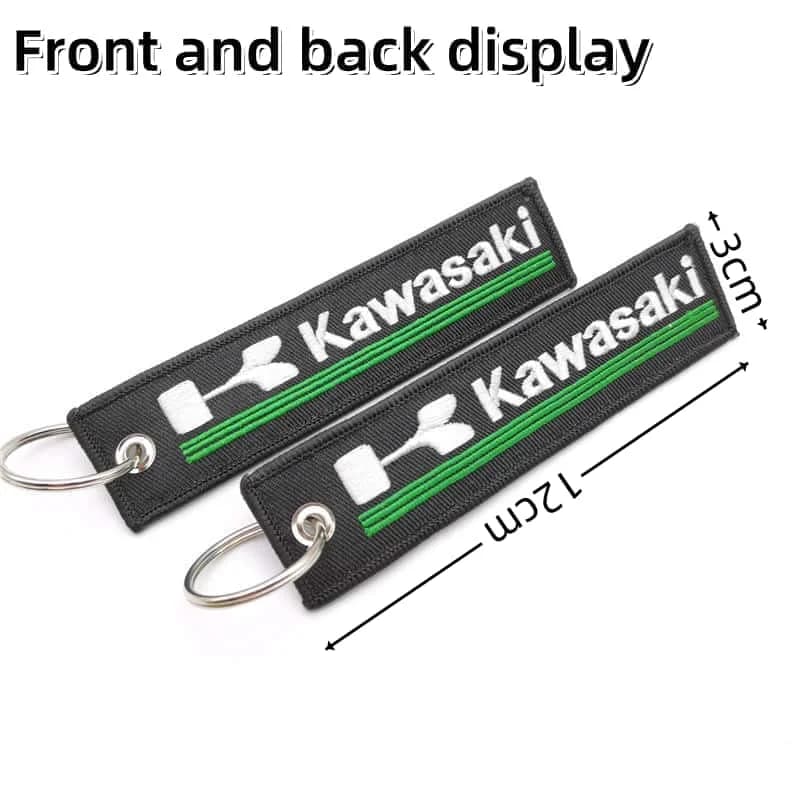 Porte-clés avec fonction de broderie de moto Kawasaki