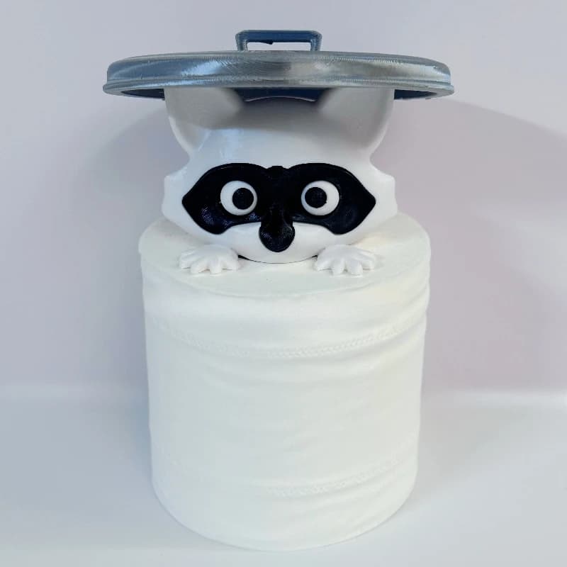 Porte-papier toilette en forme de raton laveur mignon, décoration de salle de bain ludique avec couv