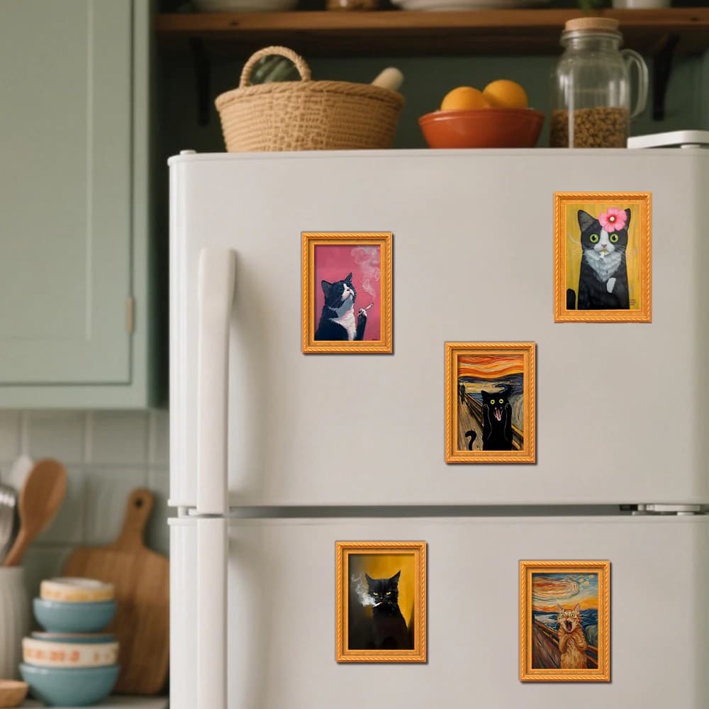 Mini cadre Photo avec Portrait de chat mignon, aimant de réfrigérateur, Adorable aimant de réfrigéra