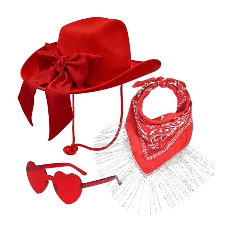 Ensemble chapeau écharpe occidental 39BB, 3 pièces, associé à des lunettes à mode, adapté aux concer