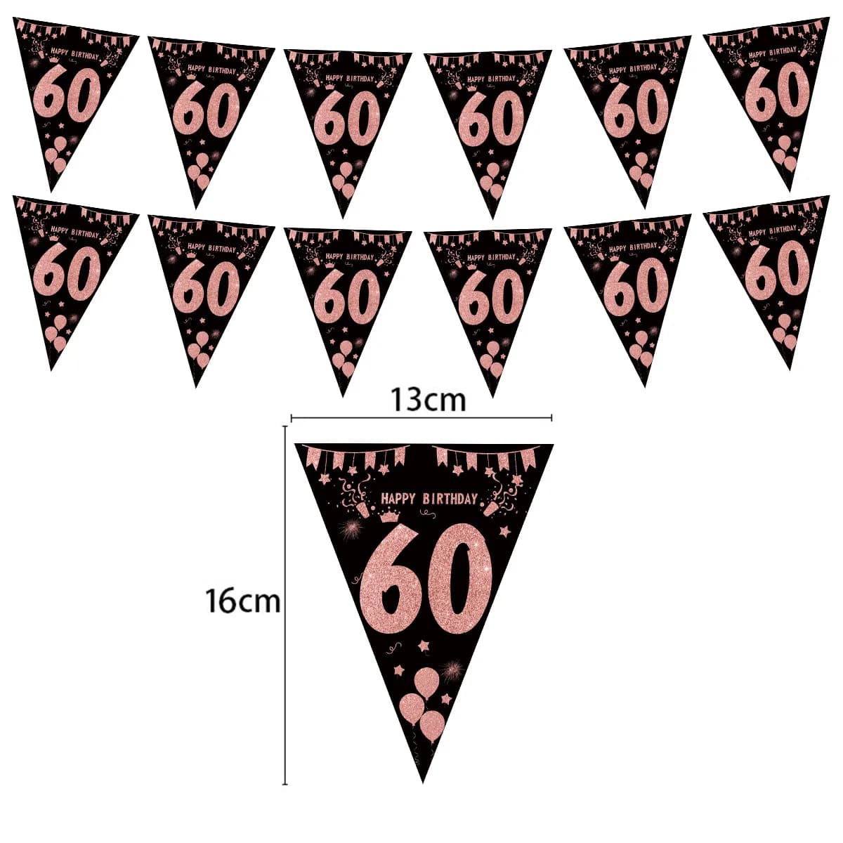 Bannière en papier or Rose pour fête d'anniversaire de 18 21 30 40 ans, guirlande suspendue pour déc