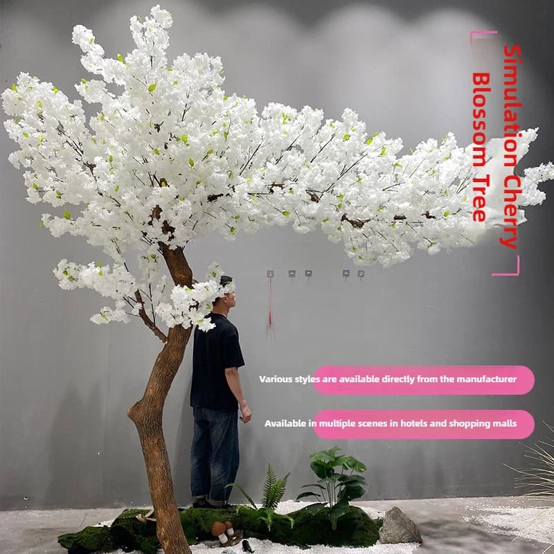 Simulation d'arbre de fleur de cerisier, ameublement de maison d'hôtel, arbre de souhait blanc, déco
