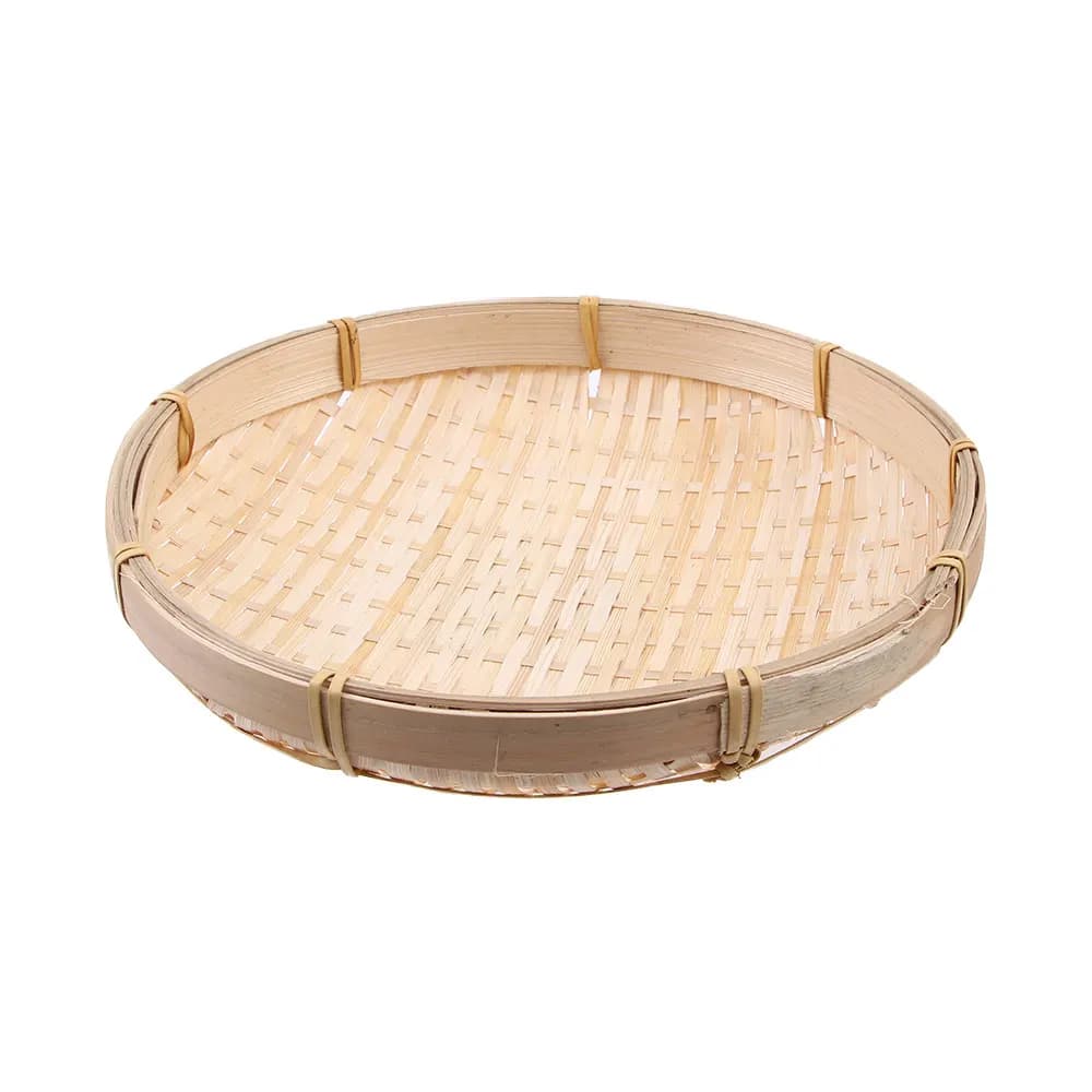 Panier en bambou naturel incassable, décoratif, fait main, tressé, avec pelle à poussière ronde et t