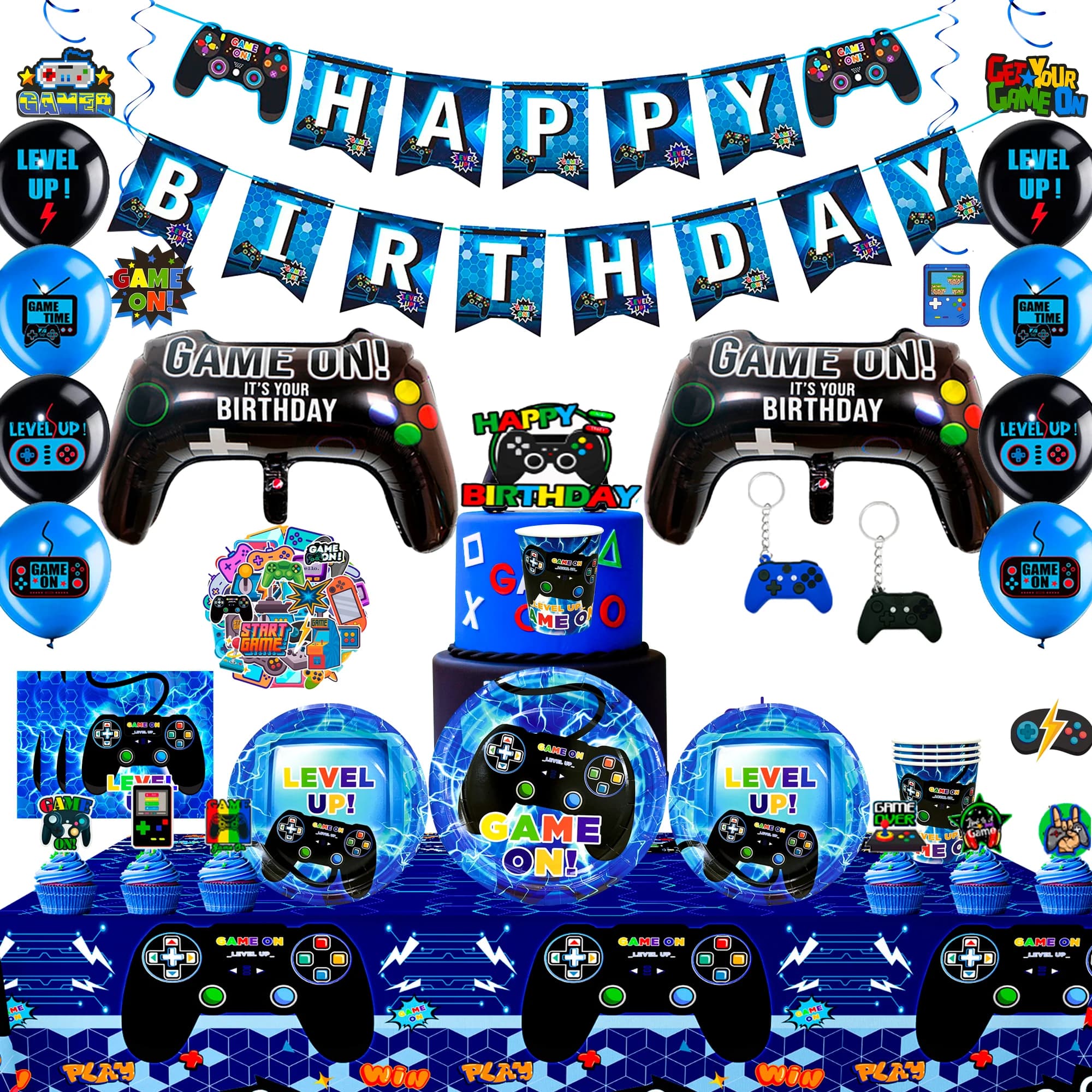 Décorations d'anniversaire de jeu vidéo pour garçons, décorations de fête de jeu vidéo, ensemble de