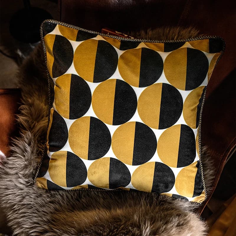 DUNXDECO-Juste de coussin décorative de luxe, pour canapé, couleur jaune or, imprimé équation, velou