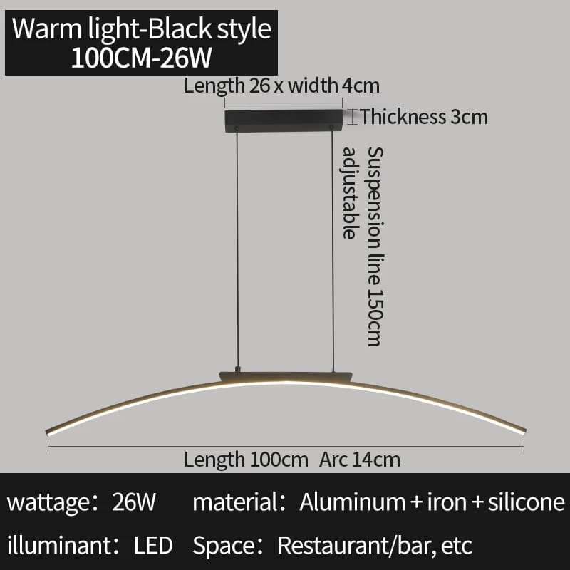 Suspension LED moderne, luminaire suspendu minimaliste pour chambre à coucher, éclairage d'ambiance