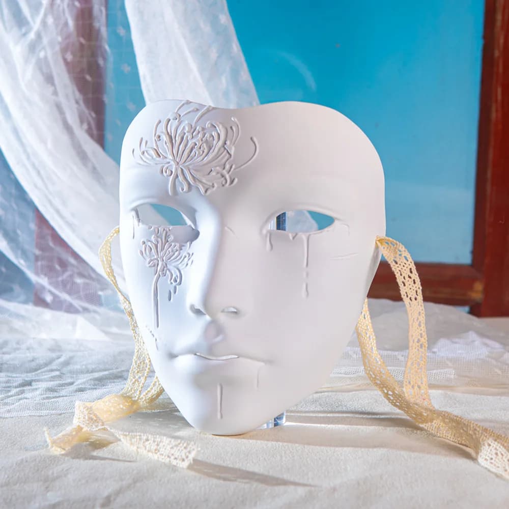 Masque peint à motif floral, masque de dessin à la main, masques complets, masques Punk anciens pour