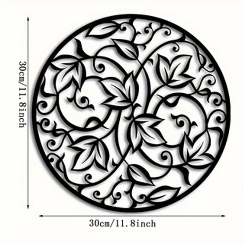 Art mural Mandala en métal noir élégant, 15,7 pouces x 15,7 pouces-décoration spirituelle bohème pou