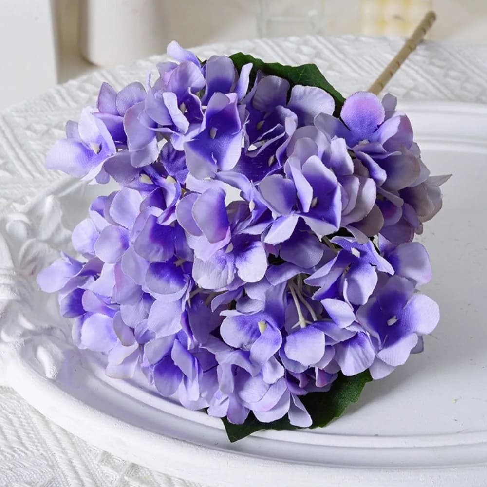 Bouquet de fleurs artificielles d'hortensias bleus colorés de 45 cm pour mariage, décoration réalist