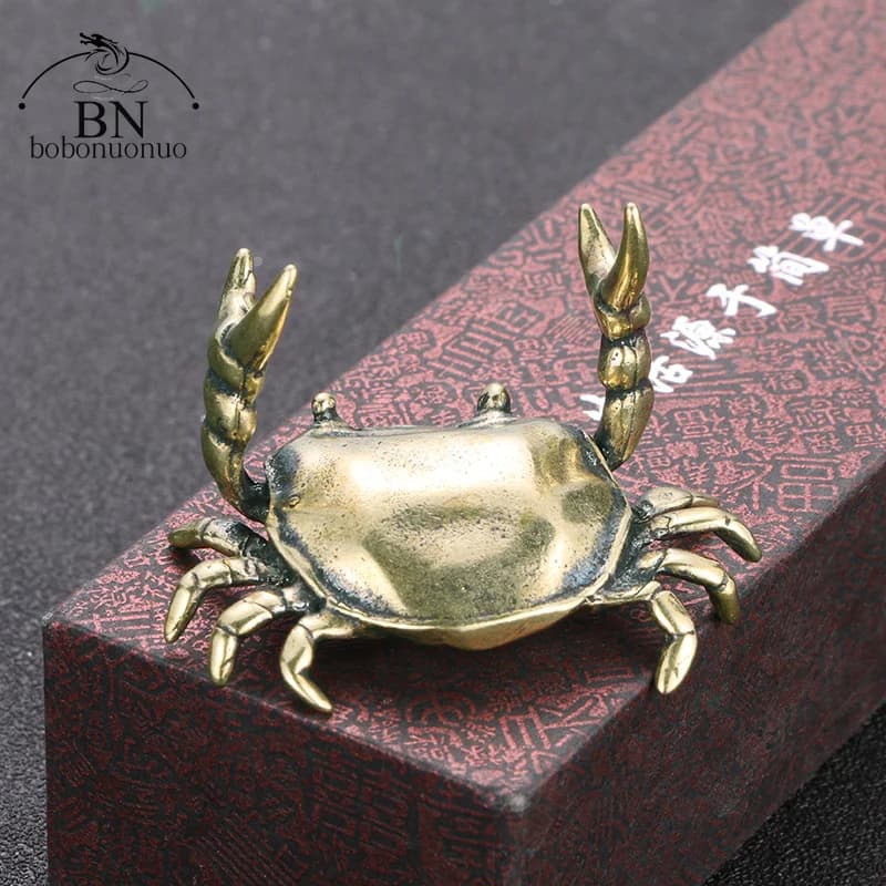Sculpture de crabe Lukcy en cuivre pur massif, accessoires d'ornement de thé pour animaux de compagn