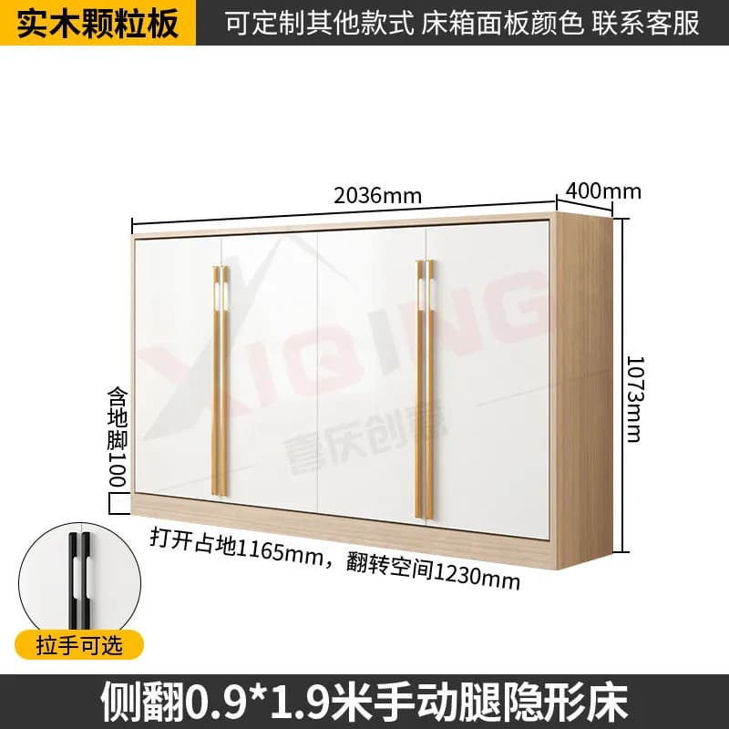 Lit mural pliant en métal pour adultes, style japonais, simple ou double, luxe invisible, italien, p