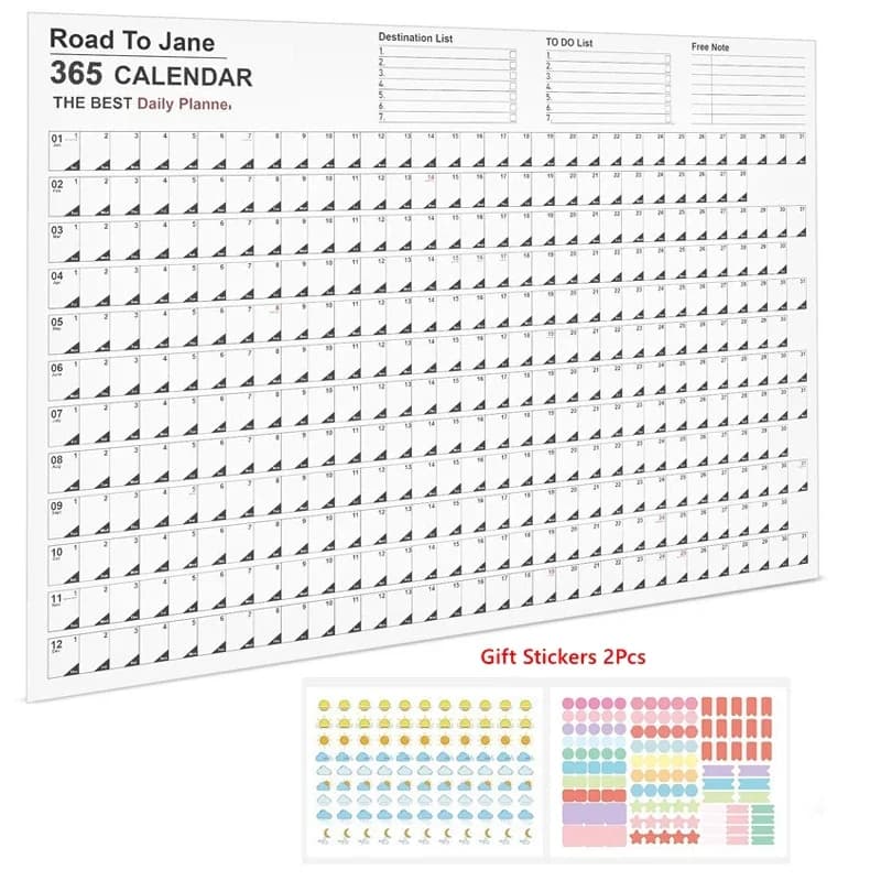 Calendrier mural 2025, nouvel calendrier quotidien annuel, feuille de papier, Plan de 365 jours, pla