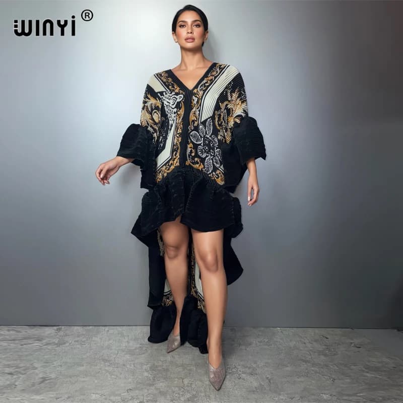 Robe Kaftan Maxi Bohème WINYI du Moyen-Orient, élégante, plissée, élastique, pour la plage, tenue de