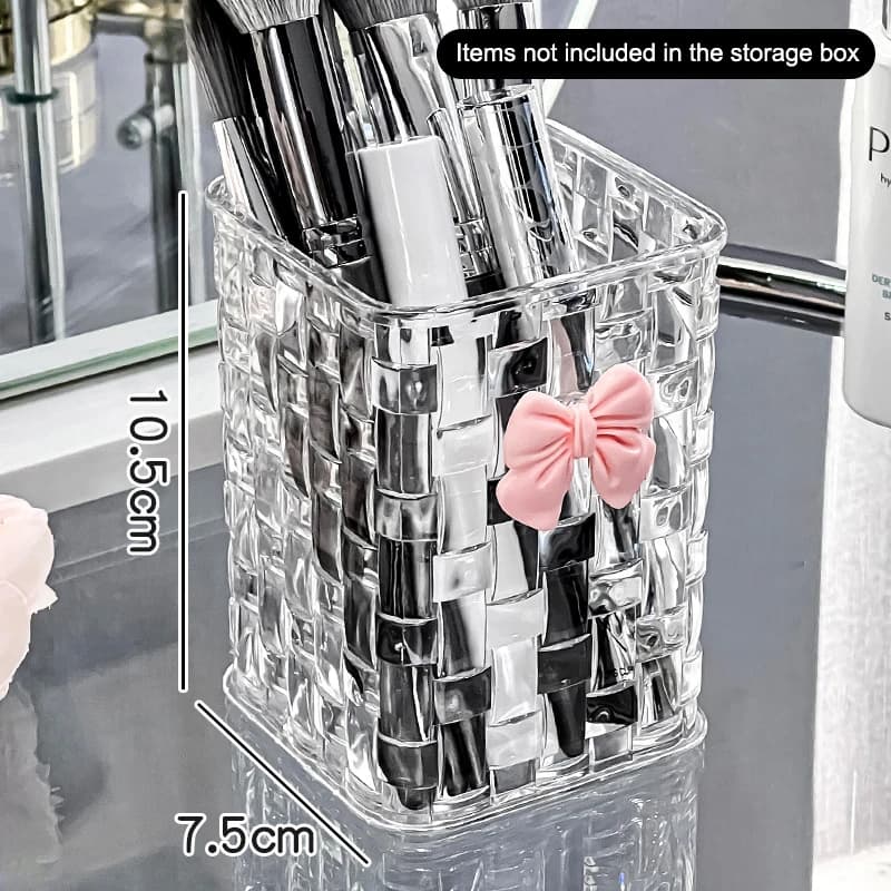 Porte-stylo et boîte de rangement pour bureau, avec décoration en forme de nœud et panier de rangeme