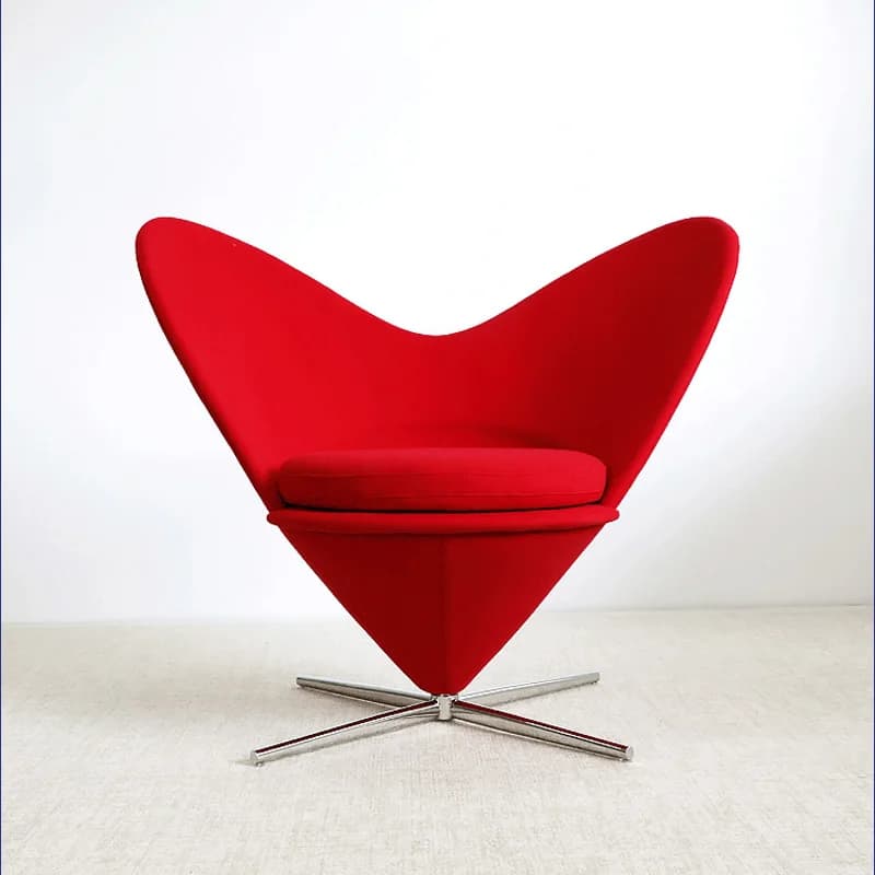 Chaise de loisirs créative en forme de cœur, canapé d'art rouge net, chaise de maquillage, amour, sa