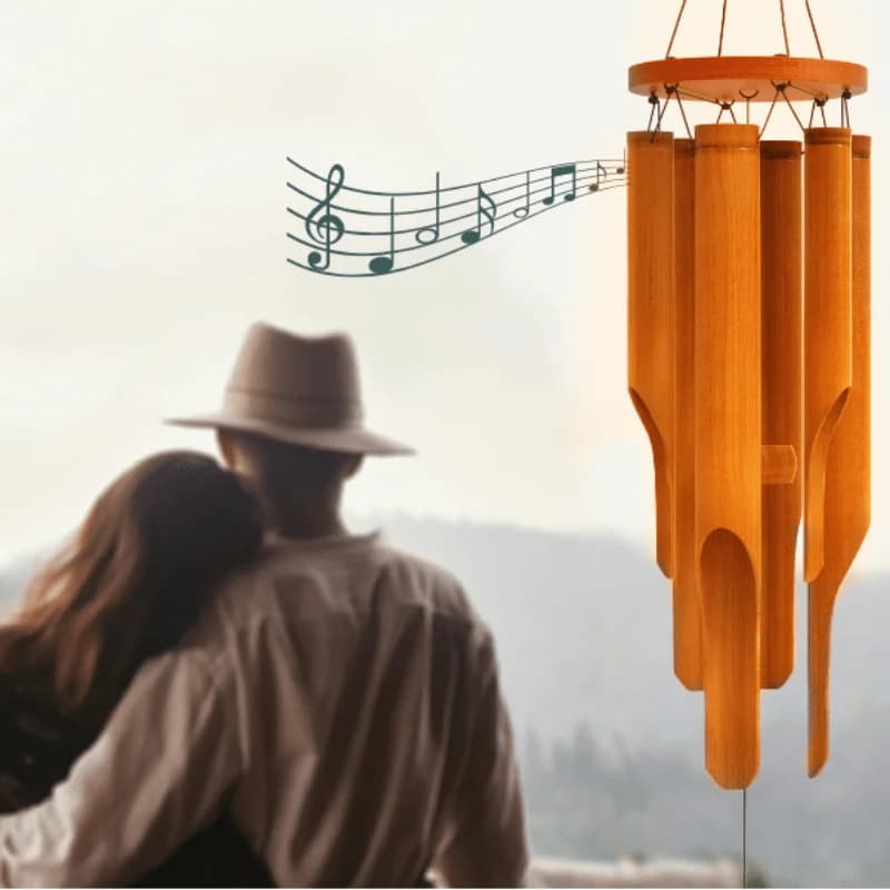 1 carillon éolien en bambou, aux tons profonds, est un choix idéal pour la décoration de la maison e