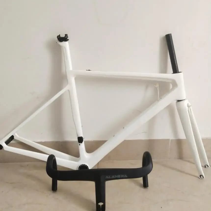 Cadre de vélo de route en carbone V3Rs, peinture, revêtement monochrome blanc, cadre, fourche, tige