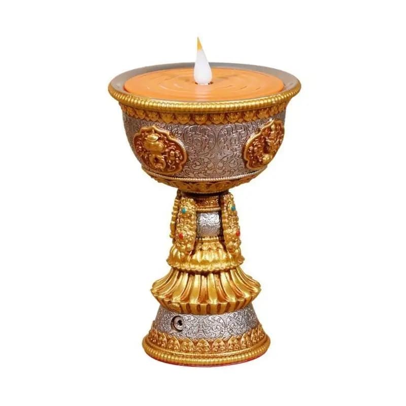 G6KF – lampe LED en résine, lampe à beurre électronique tibétaine, décoration centre Table bouddhist