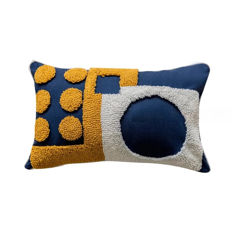 Housse de coussin décorative bleu marine 2025 à pois géométriques rétro, taie d'oreiller décorative