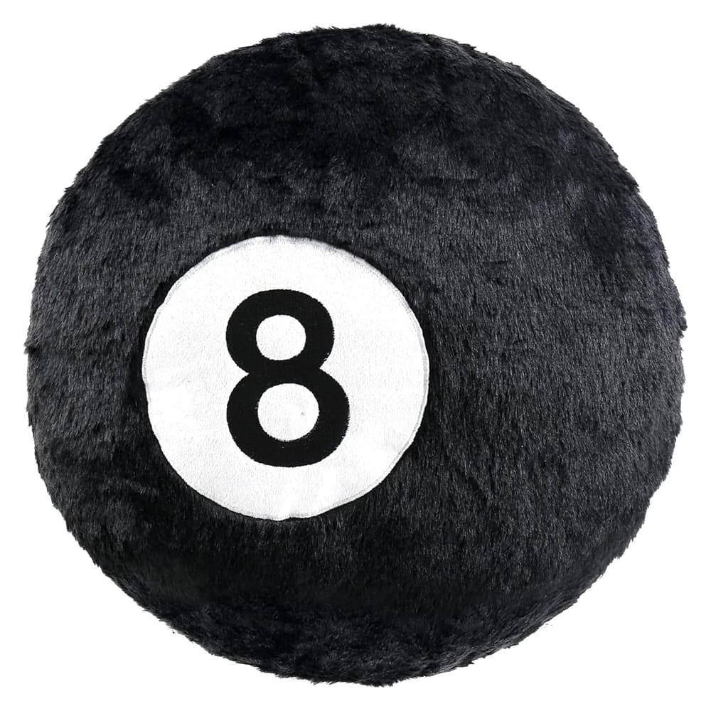 Coussin décoratif 35 cm en forme de boule de billard noire, en peluche, pour canapé, chambre et salo