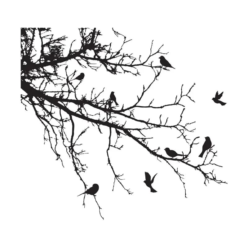 Autocollant mural en vinyle oiseaux sur branche d'arbre, décoration de la maison pour salon, chambre