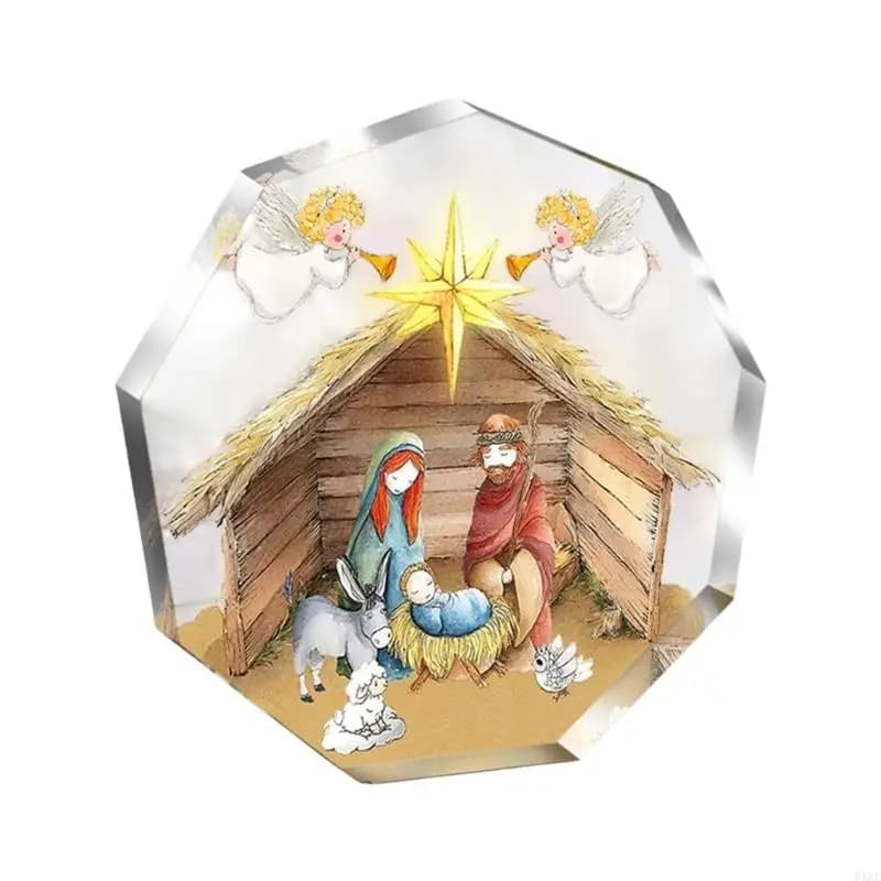 KXRE – scène nativité noël en acrylique, décorations bureau, cadeau religieux pour les chrétiens les