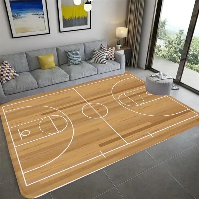 Tapis de sol antidérapant pour terrain de basket-ball, thème Sport, pour chambre à coucher, salon, d